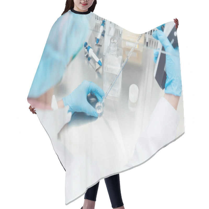 Personality  Scientist In Lab Conducting Biotechnological Experiment  Hair Cutting Cape