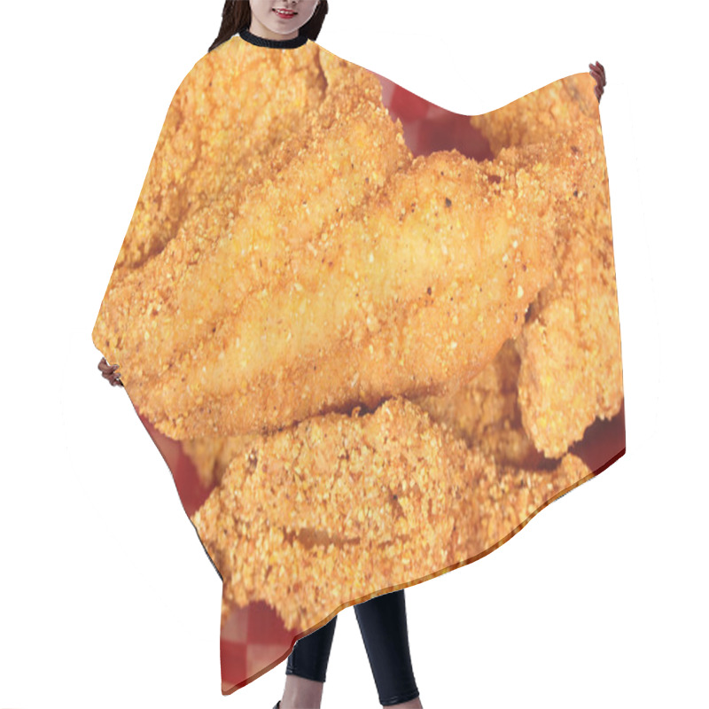 Personality  Fried Catfish Fillets In Rural Cafe Hair Cutting Cape