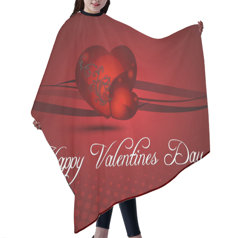 Personality  Red Heart With The Words Happy Valentine's Day Written Below It. The Heart Is Surrounded By A Red Background Hair Cutting Cape