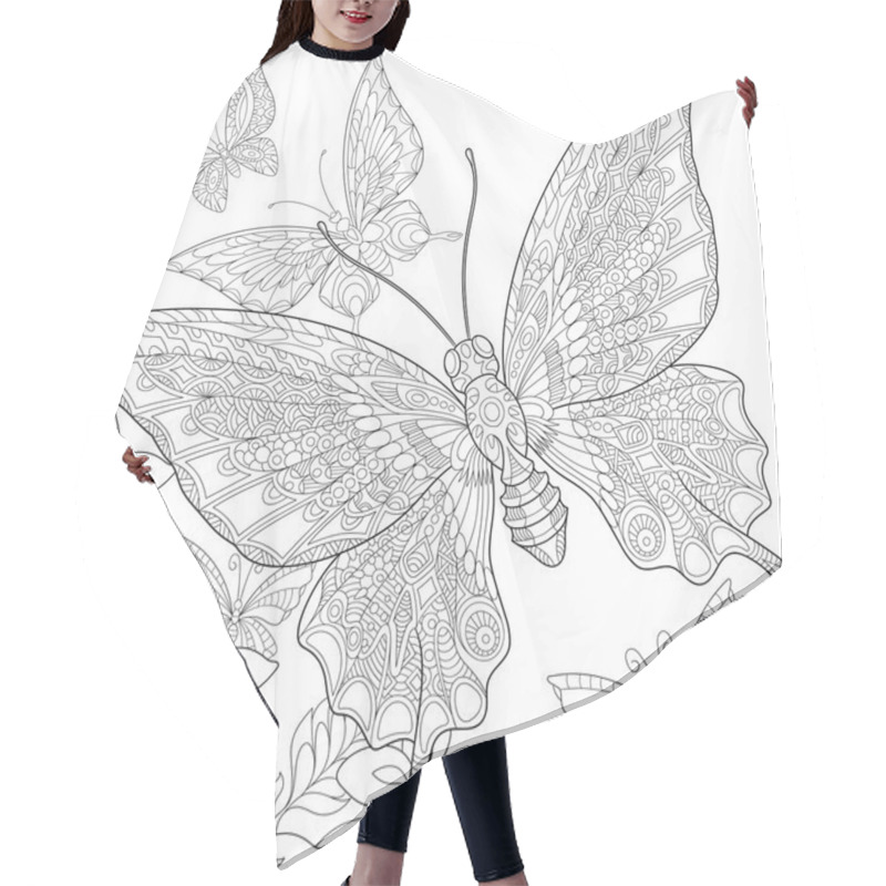 Personality  Zentangle Stylized Butterflies Hair Cutting Cape