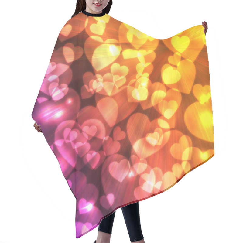 Personality  Glowing Bokeh In The Form Of Heart On A Dark Gradient Background Hair Cutting Cape