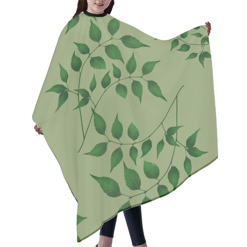 Personality  Leaves Plant Seamless Pattern Background On Pastel Green For Prints, Textiles, Packaging, Fabrics, And Wrapping Paper Hair Cutting Cape