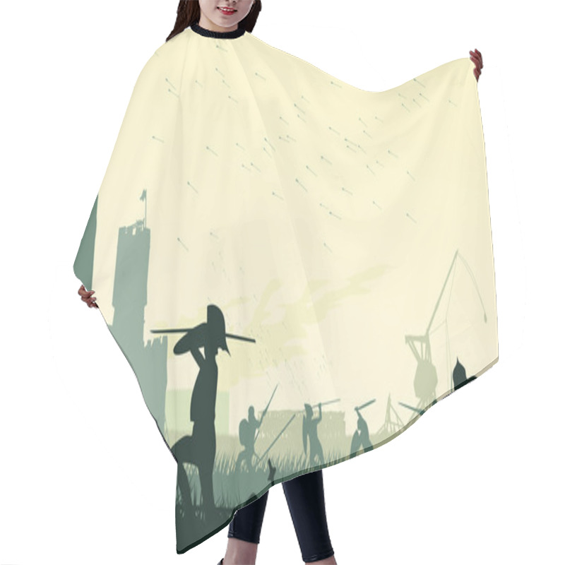 Personality  Vector Illustration Of Assault Of Medieval Castle. Hair Cutting Cape