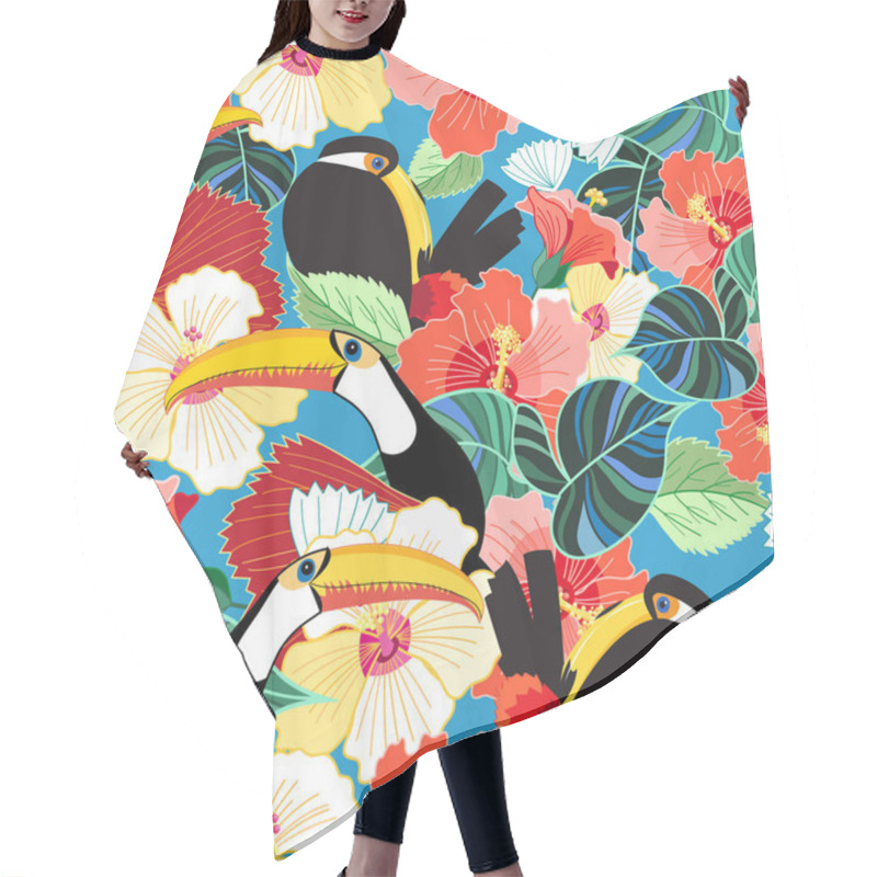 Personality  Bright Tropical Seamless Pattern Of Toucans Hair Cutting Cape