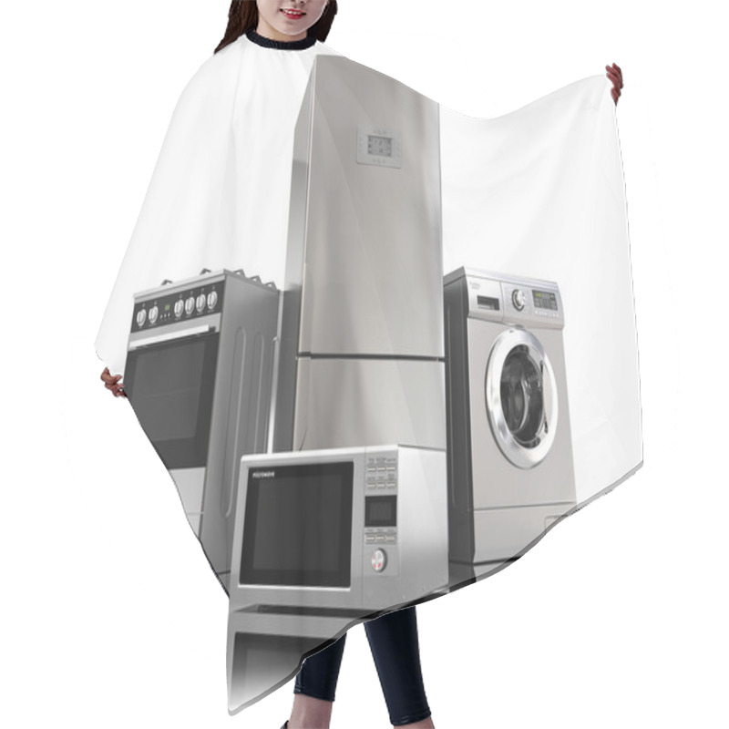 Personality  Home Appliances. Set Of Household Kitchen Technics Hair Cutting Cape