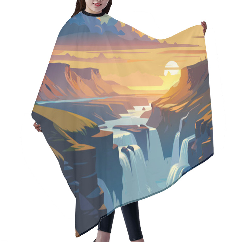 Personality  Beautiful Landscape Of Iceland. Vector Illustration Hair Cutting Cape