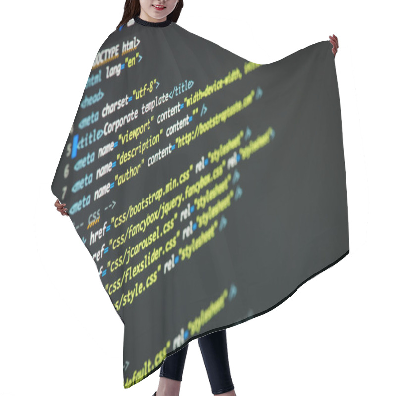 Personality  HTML And CSS Code Developing Screenshot. Hair Cutting Cape