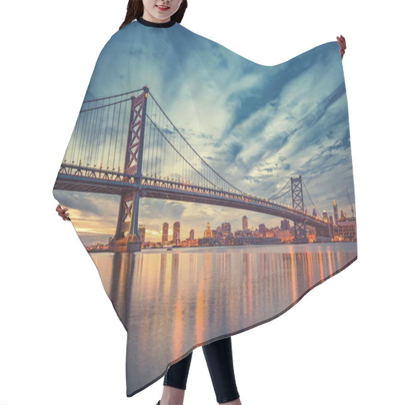 Personality  Ben Franklin Bridge In Philadelphia Hair Cutting Cape