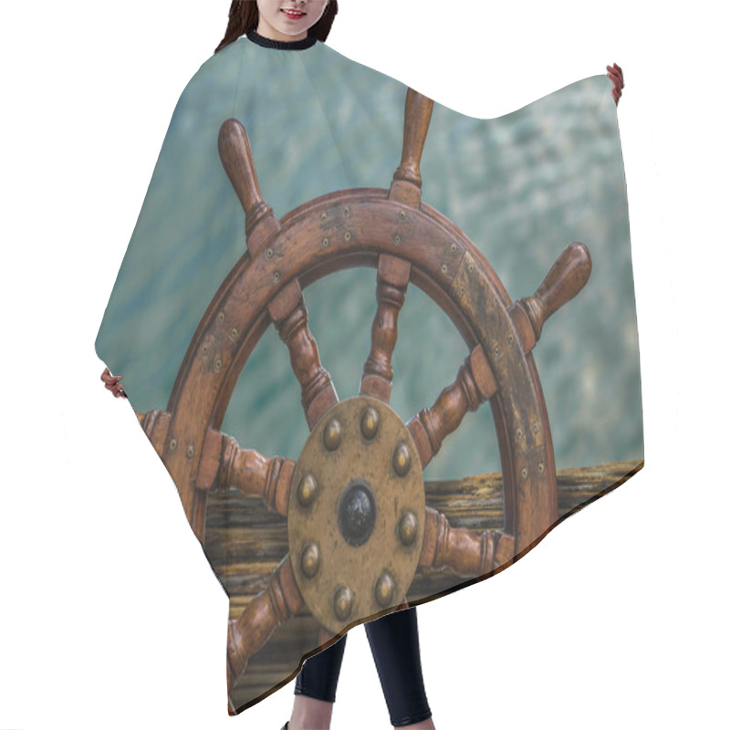 Personality  Ships Wheel Against Ocean Water Hair Cutting Cape