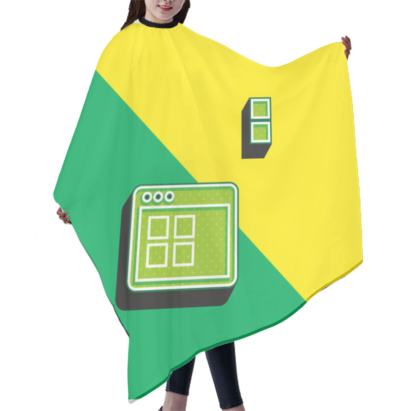 Personality  Application Window Green And Yellow Modern 3d Vector Icon Logo Hair Cutting Cape