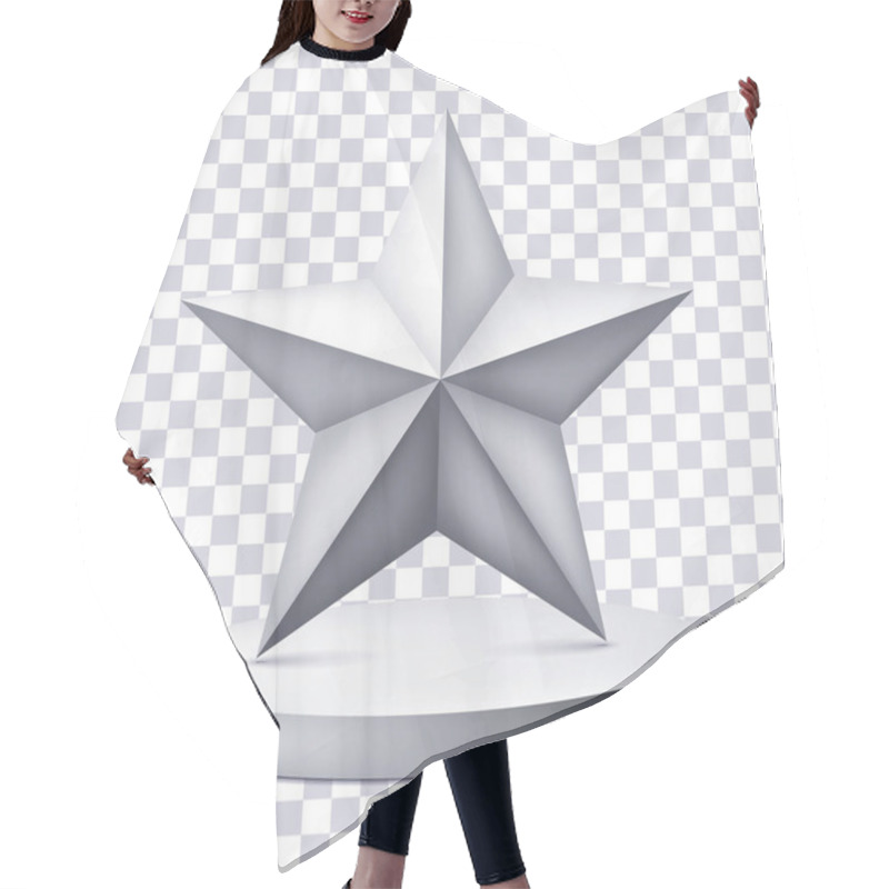 Personality  Five-pointed Star On The Illuminated Podium, Award Pedestal Icon On A Transparent Background, Geometry Shape, Vector Design For You Project Hair Cutting Cape