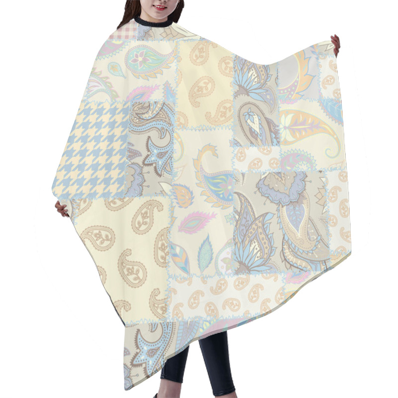 Personality  Geometric Patchwork Pattern Of A Squares. Hair Cutting Cape