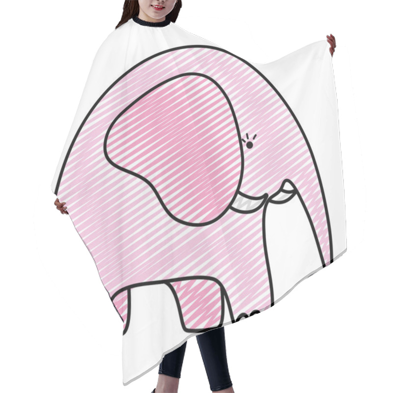 Personality  Doodle Adorable Elephant Wild Animal Creature Vector Illustration Hair Cutting Cape