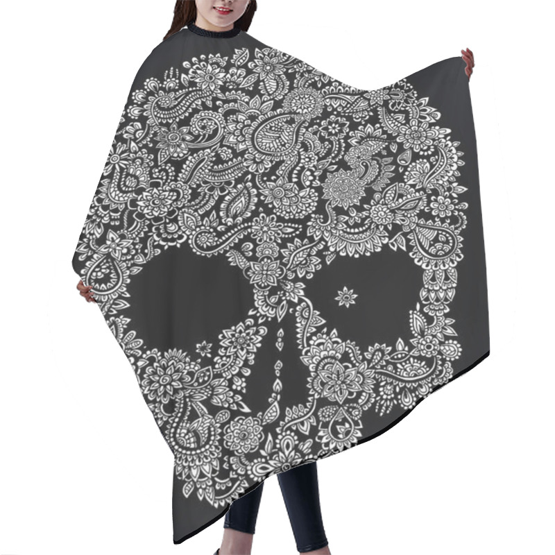 Personality  Floral Skull Hair Cutting Cape