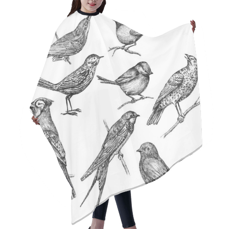 Personality  Wild Birds Sketches Hair Cutting Cape