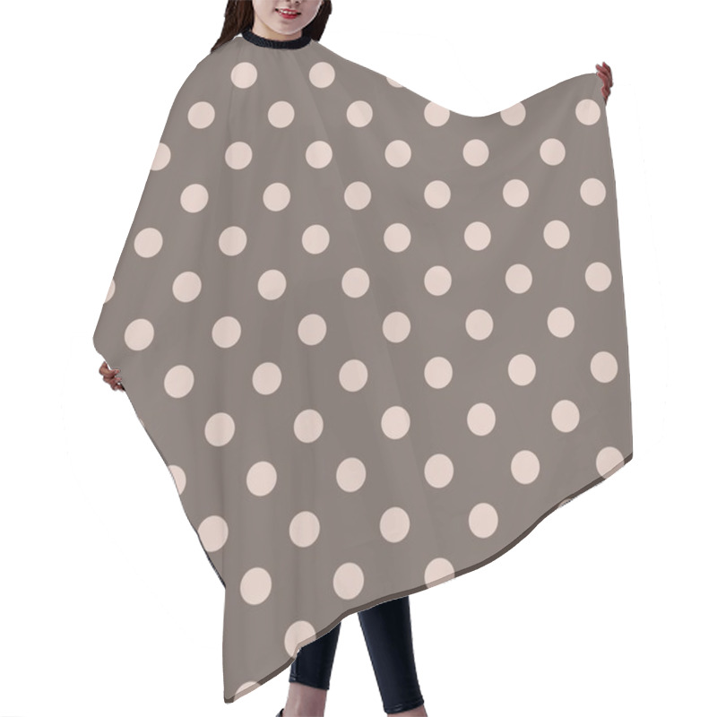 Personality  Seamless Vector Pastel Pattern With Pink Beige Polka Dots On A Dark Brown Background. Hair Cutting Cape