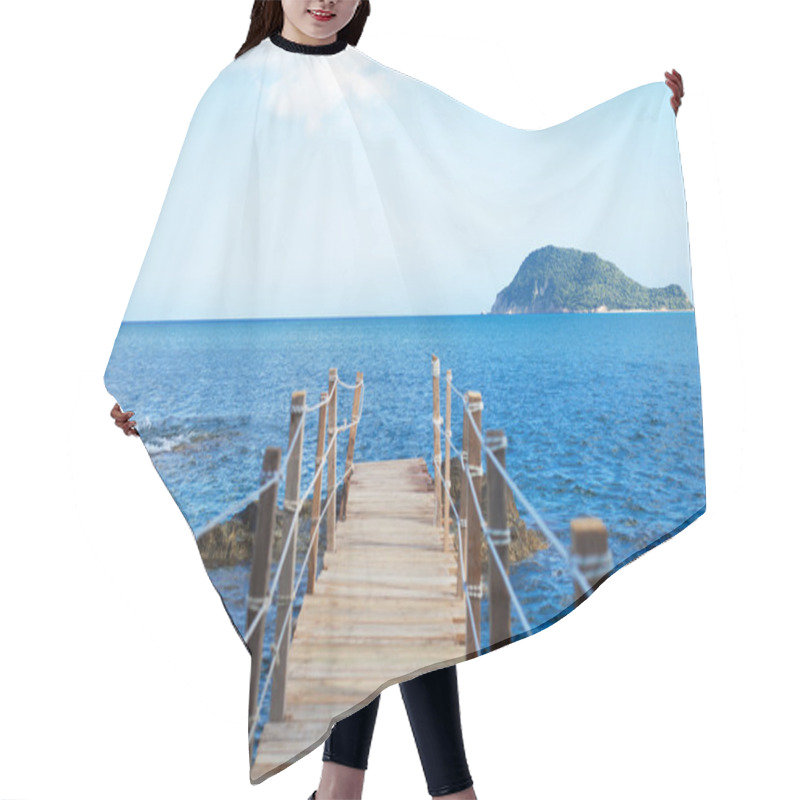 Personality  Wooden Bridge - Sea, Summer. Hair Cutting Cape