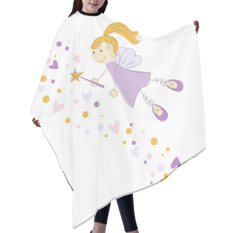 Personality  Vector Illustration Of A Fairy With Magic Stick Hair Cutting Cape