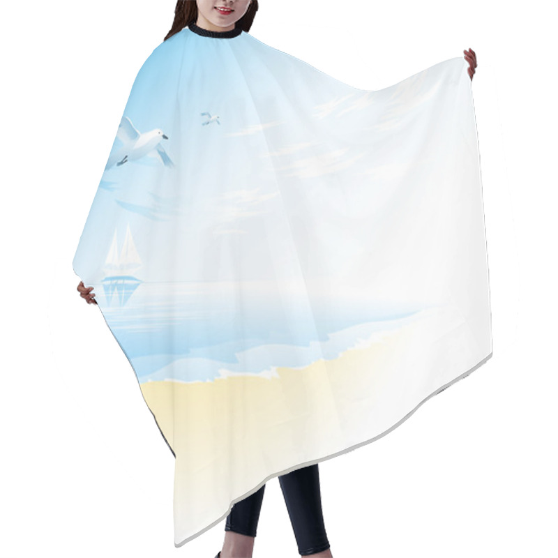 Personality  Seascape With Sea, Cloud And Flying Seagull Hair Cutting Cape