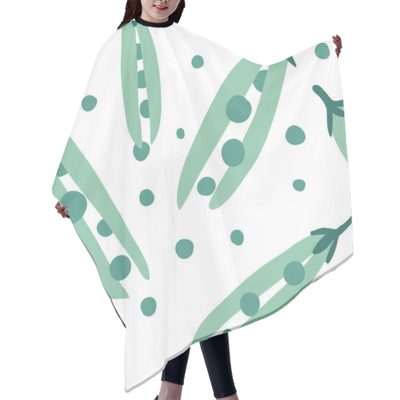 Personality  Doodle Green Peas Vector Seamless Pattern Hair Cutting Cape