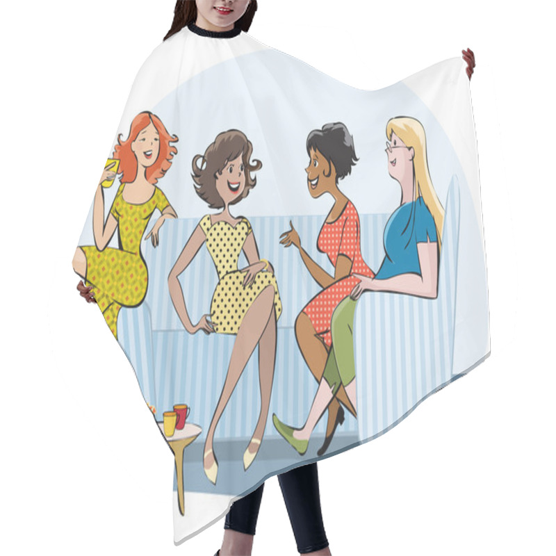 Personality  Group Of A Chatting Women Hair Cutting Cape