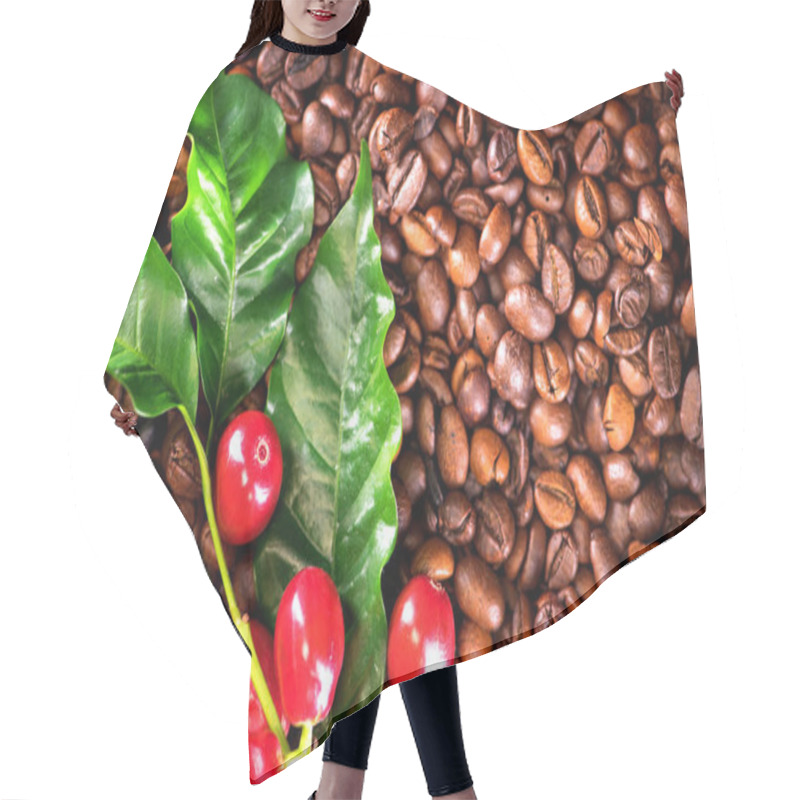 Personality  Close View Of Coffee Beans And Coffee Plant Hair Cutting Cape