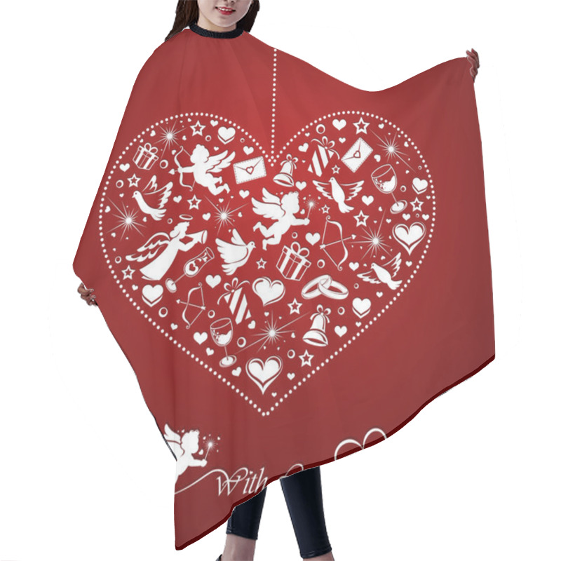 Personality  Heart With Set Of Icons Hair Cutting Cape