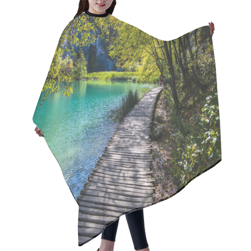 Personality  Wooden Pathway Road In Forest With Lake Hair Cutting Cape