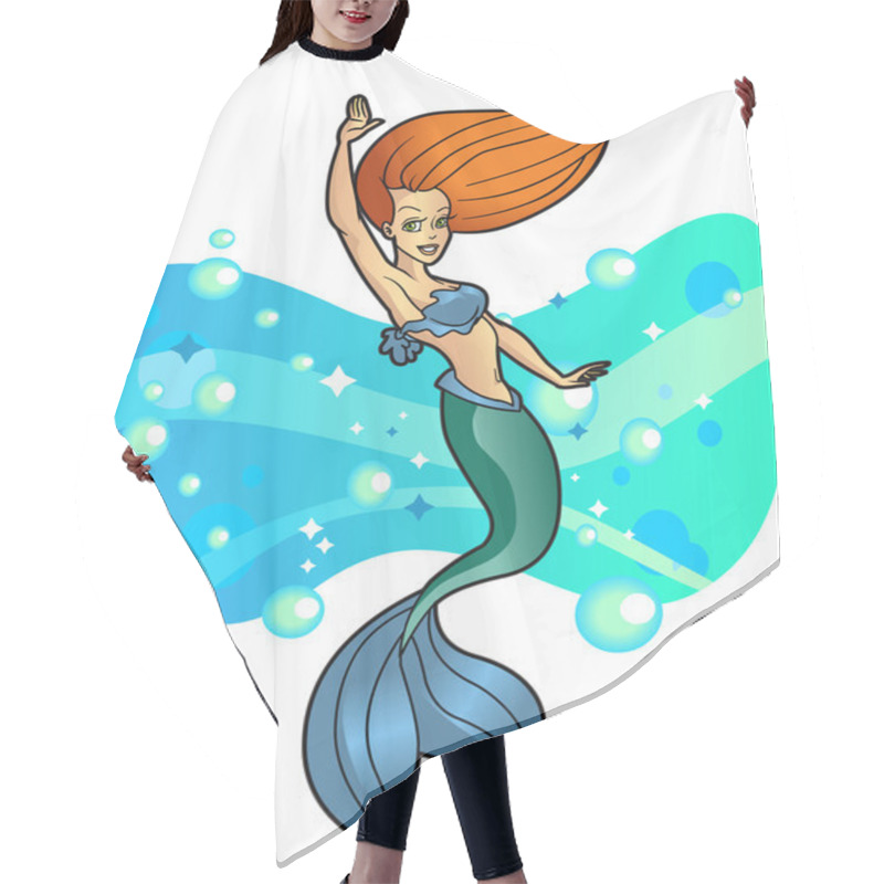 Personality  Beautiful Mermaid With Red Hair Hair Cutting Cape