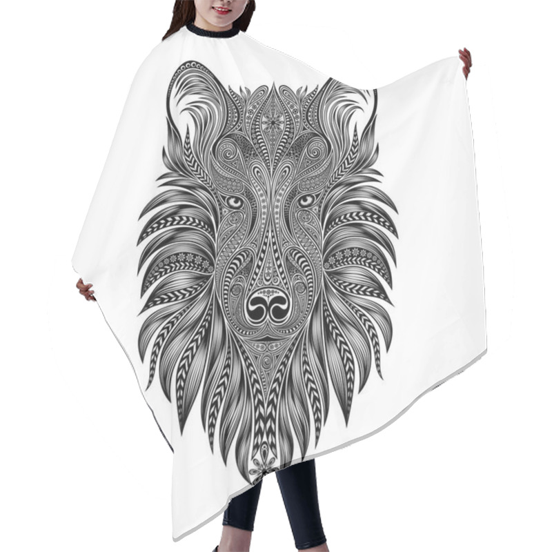 Personality  Vector Wolf. Dog Head Made Of Beautiful Ethnic Patterns Hair Cutting Cape