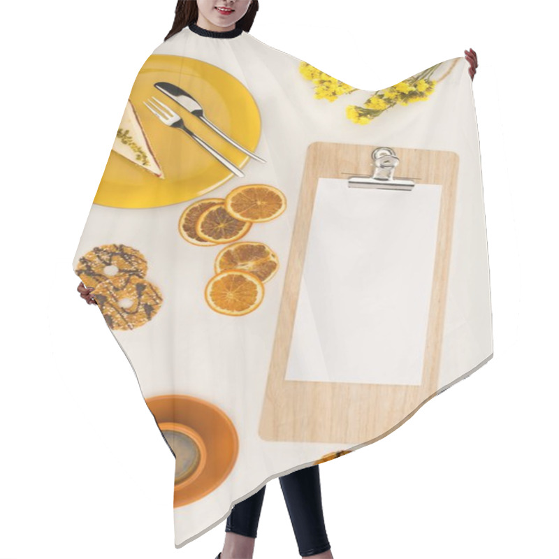 Personality  Sheet Of Paper On Clipboard And Dessert Hair Cutting Cape