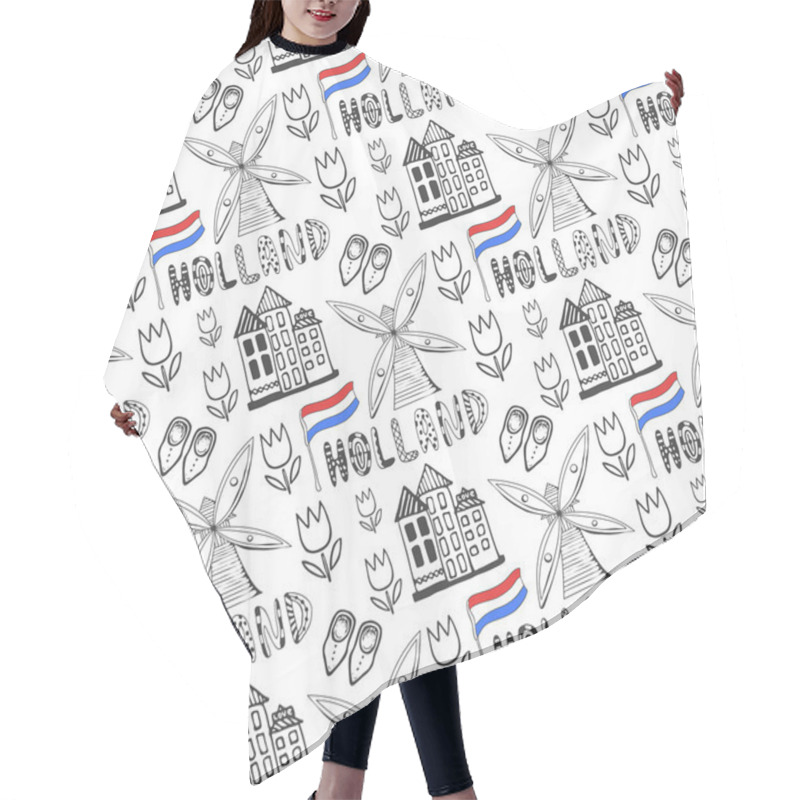 Personality  Seamless Pattern With Holland Culture Elements. Hair Cutting Cape