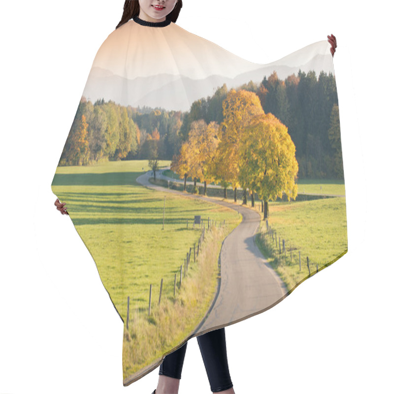 Personality  Winding Country Road Through Autumnal Landscape Hair Cutting Cape