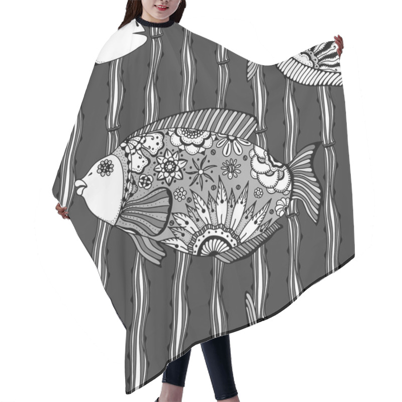 Personality  Background Of Abstract Fish Hair Cutting Cape