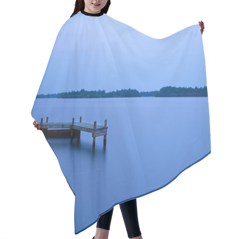 Personality  Wooden Pier On The Lake At Night Hair Cutting Cape