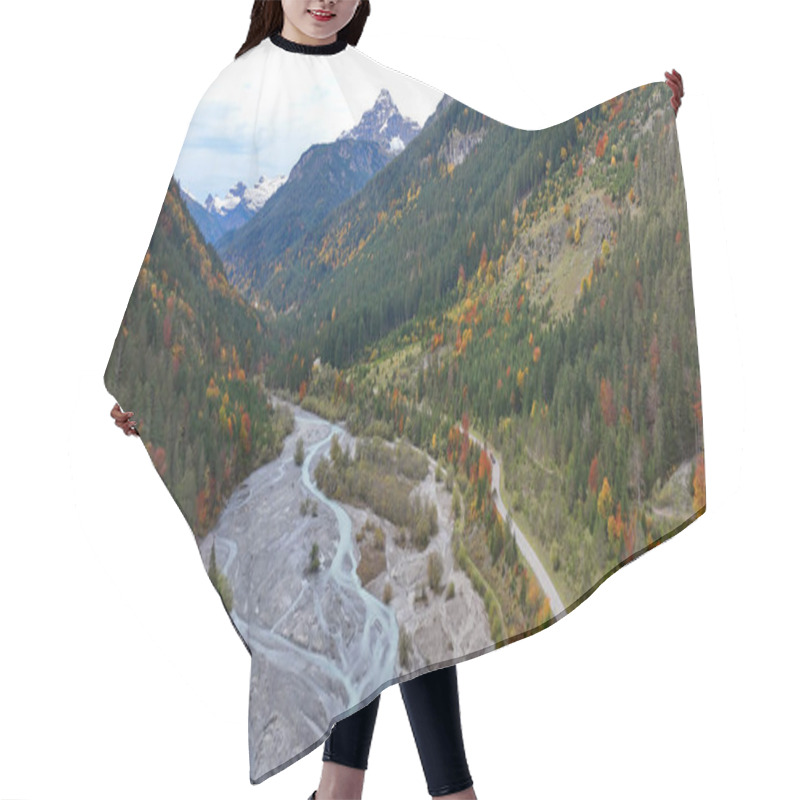 Personality  Drone Image Of Hornbach And The Hochvogel Mountain In The Lechtal Valley In Tyrol, Austria Hair Cutting Cape