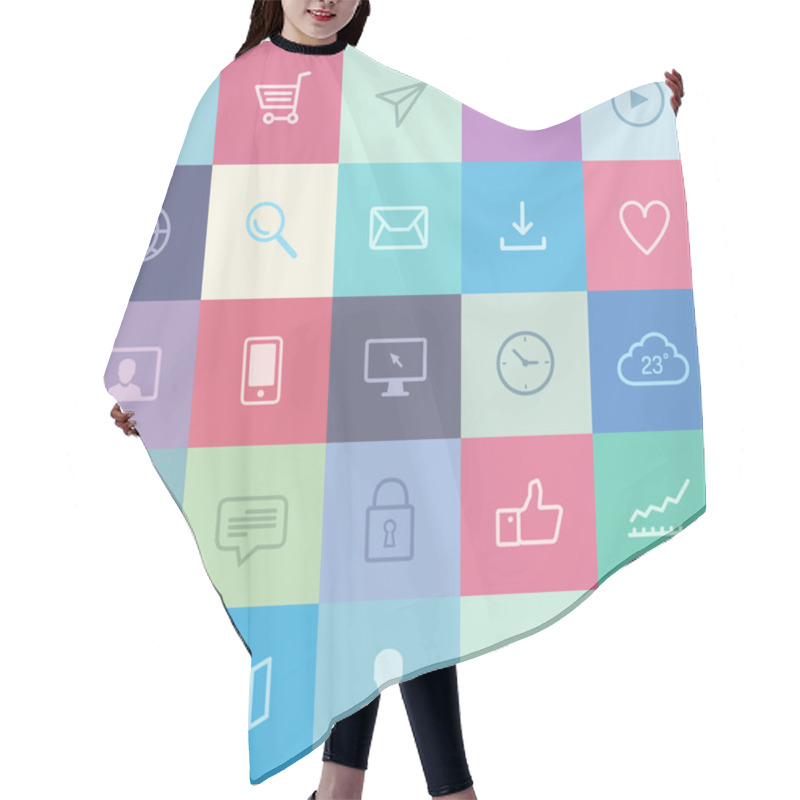 Personality  Flat Application Icons Set Hair Cutting Cape