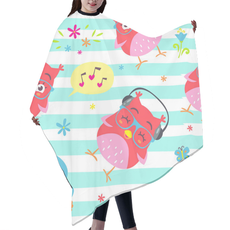 Personality  Cartoon Style Striped Owls  Hair Cutting Cape