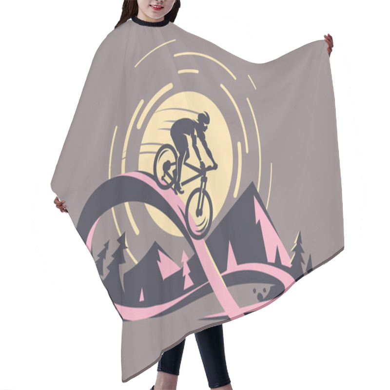 Personality  Trail Ride Tour. Mountain Bike Emblem Hair Cutting Cape