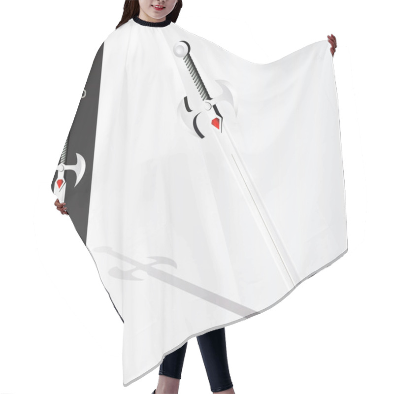 Personality  Vector Design Of Sword Illustration Hair Cutting Cape