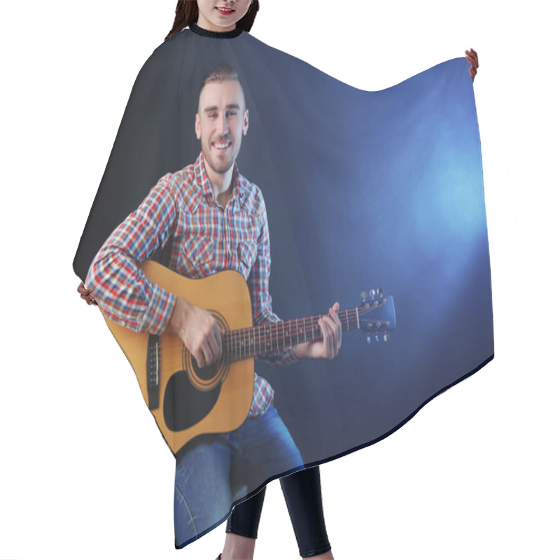 Personality  Young Man Playing Guitar Hair Cutting Cape