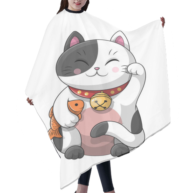 Personality  Adorable Little Cartoon Cat Holding A Fish Under Its Arm Hair Cutting Cape