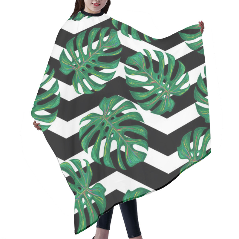 Personality  Tropical Pattern With Monstera Leaves Hair Cutting Cape