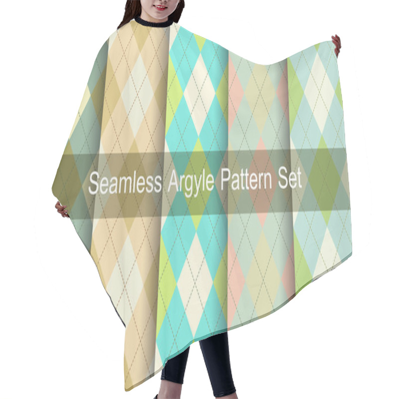 Personality  Seamless Argyle Pattern. Diamond Shapes Background. Vector Set. Hair Cutting Cape