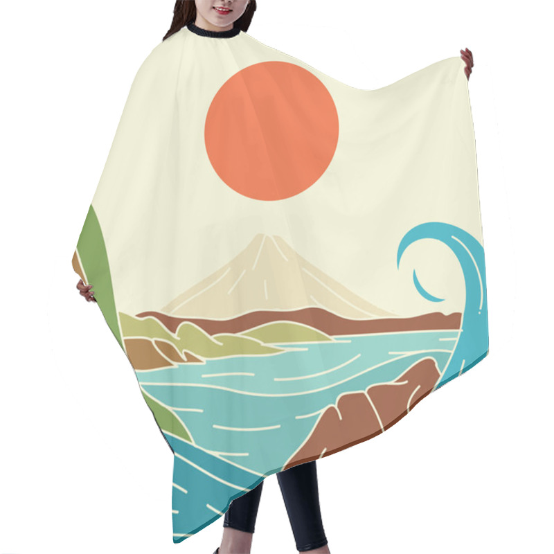 Personality  Landscape With Sun And Volcano  Hair Cutting Cape