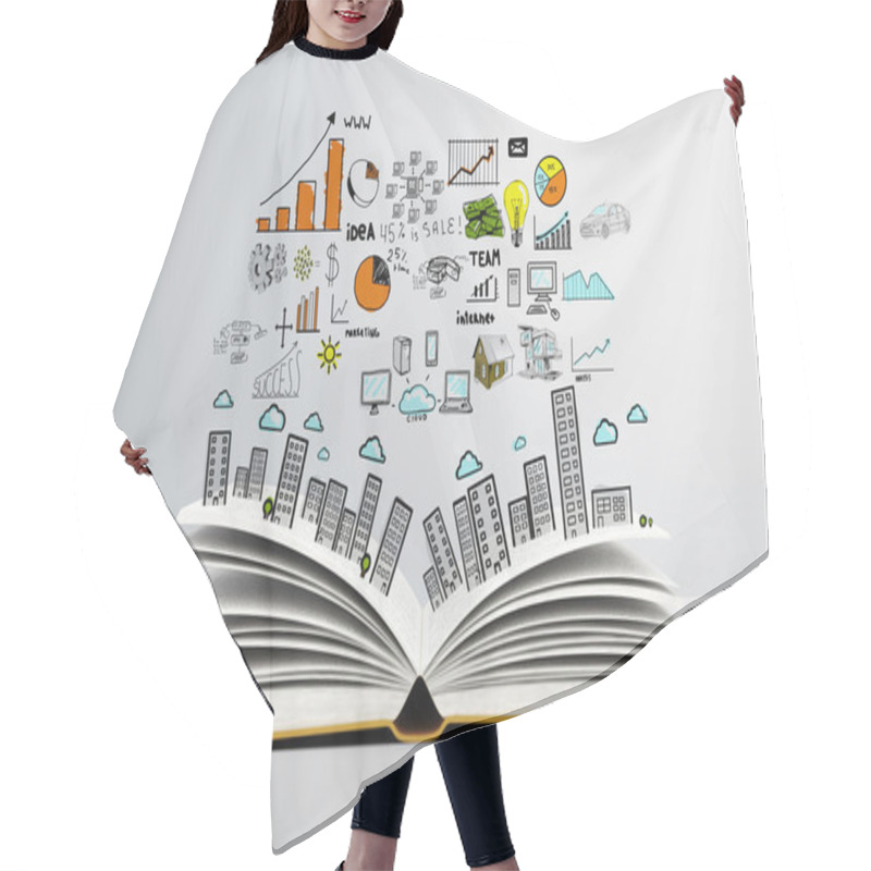 Personality  Drawing City Over Book Hair Cutting Cape