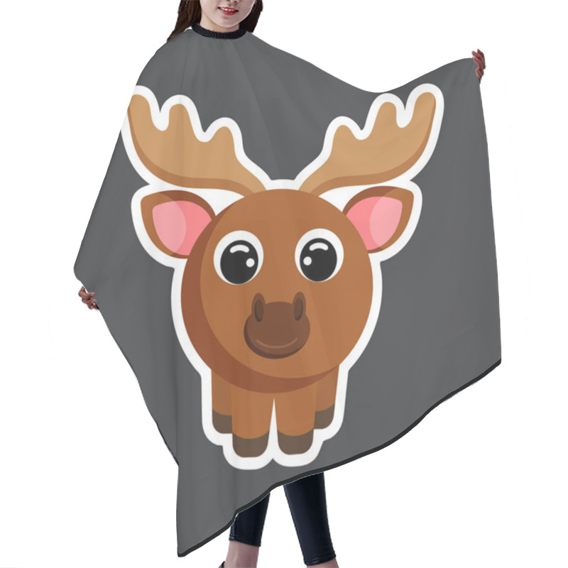 Personality  Cartoon Moose Sticker Vector Illustration Hair Cutting Cape