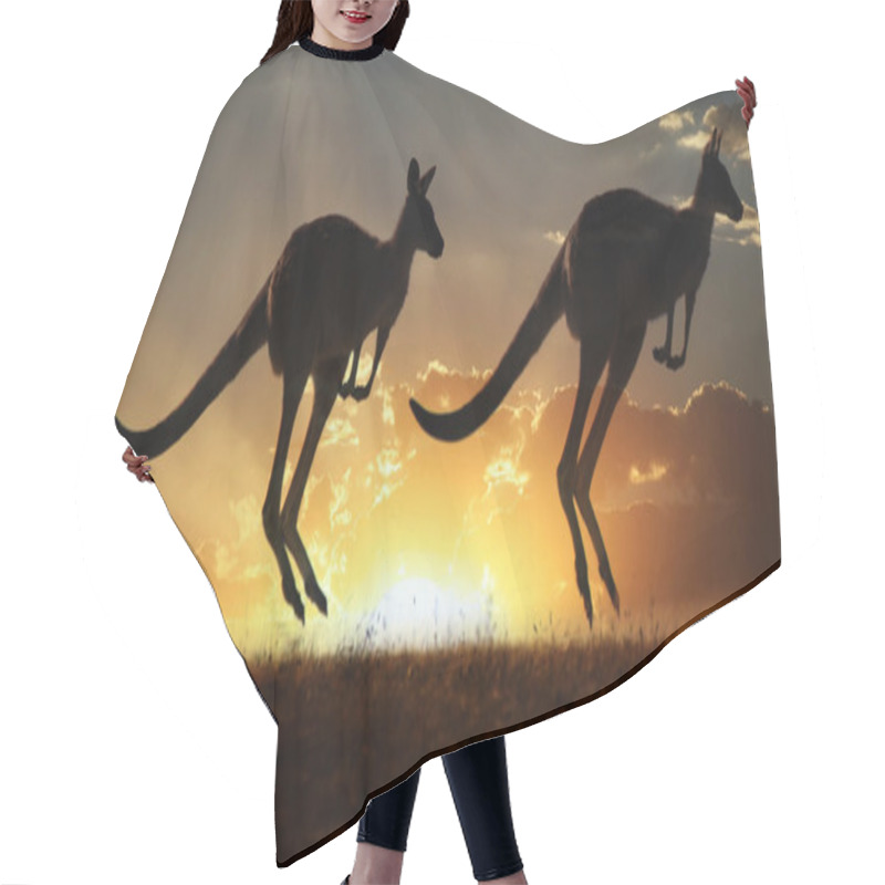 Personality  Kangaroo On The Sunset Hair Cutting Cape