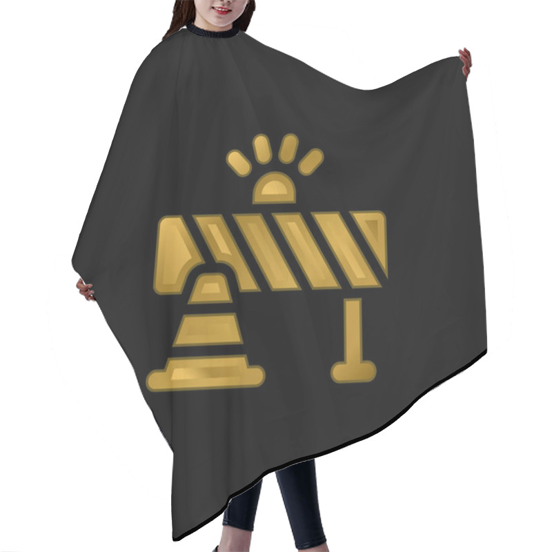 Personality  Barricade Gold Plated Metalic Icon Or Logo Vector Hair Cutting Cape