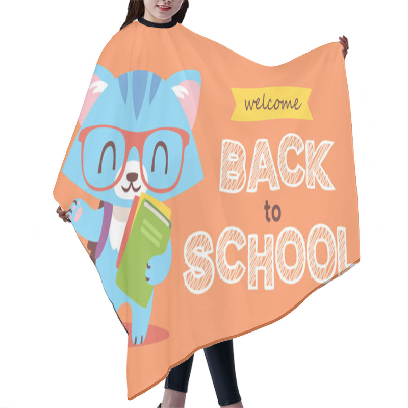 Personality  Vector Welcome Back To School Nerd Cat Vector Illustration Hair Cutting Cape